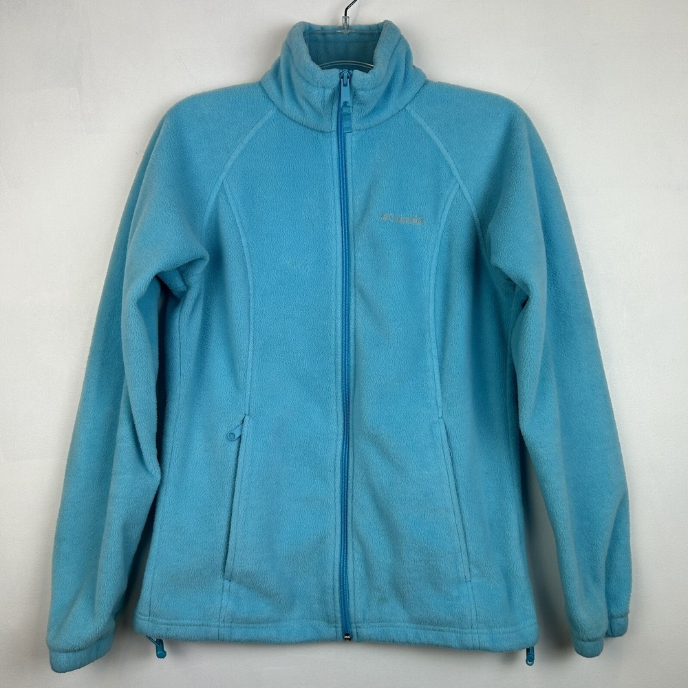 Columbia Jacket Womens S Fleece Full Zip Turquoise Long Sleeve Blue Flaw
